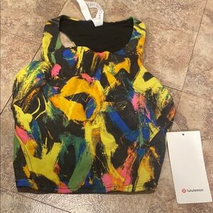 Lululemon Athletica Yellow Blue Graphic Crop Tank Top